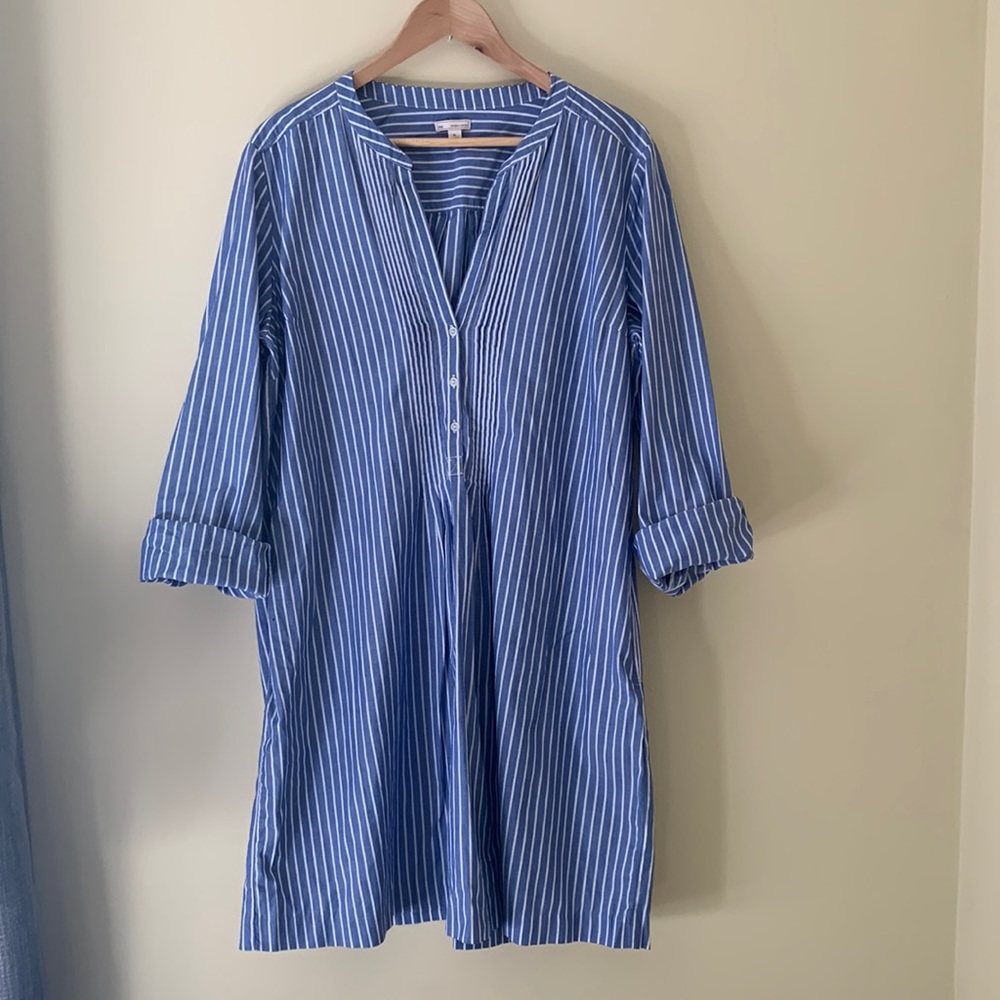 Blue and white stripe dress